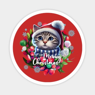 Meowy Christmas Magnet